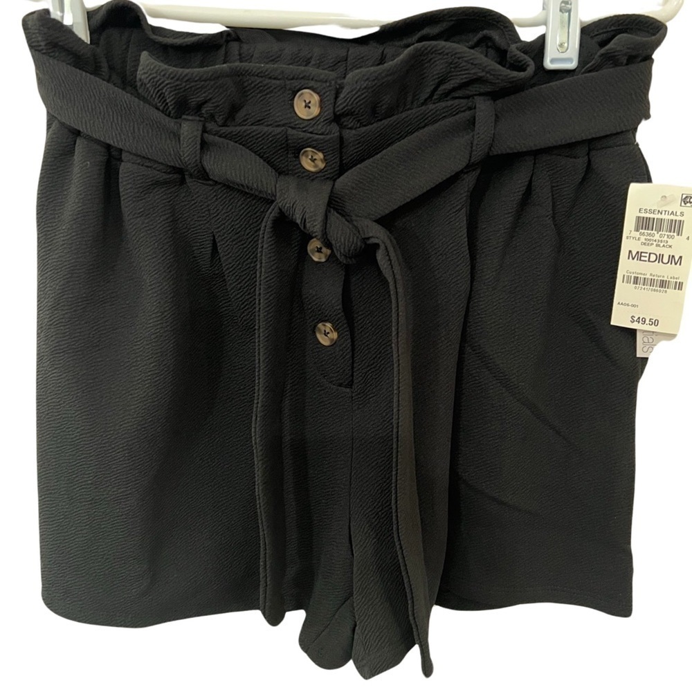 Bar III, Black Button Shorts with Tie Waist